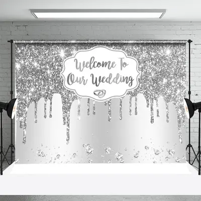 Silver Diamonds Sparkle Backdrop For Wedding Party - Aperturee