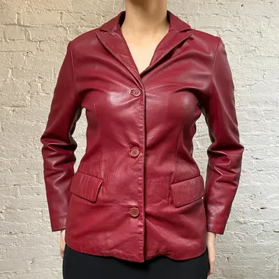 Unbranded Leather Jacket - Large Red Leather