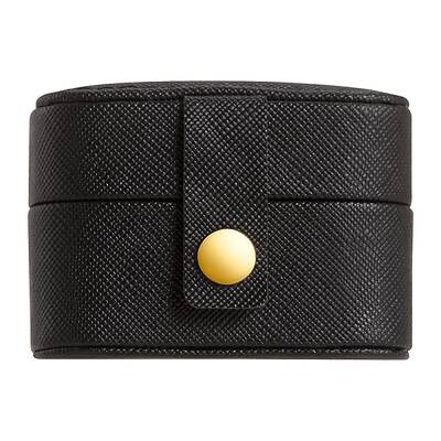 4-Slot Oval Mini PU Leather Rings Organizer Box with Snap Button