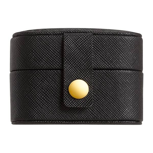 4-Slot Oval Mini PU Leather Rings Organizer Box with Snap Button