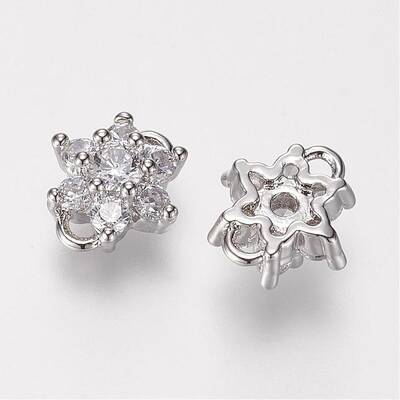 Brass Micro Pave Grade AAA Cubic Zirconia Links