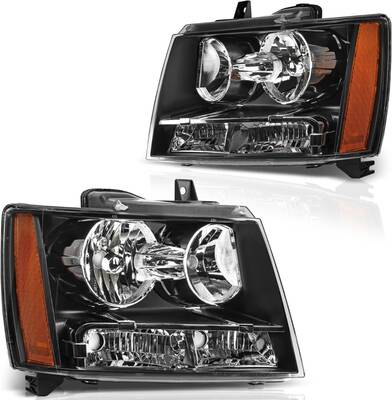 YITAMOTOR® Headlights Assembly Compatible with 2007-2014 Chevy Tahoe Chevrolet Suburban /2007-2013 Chevy Avalanche OE Haloge...