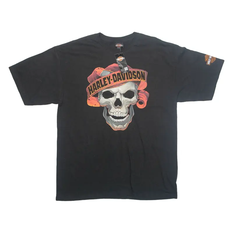 HARLEY DAVIDSON Skull Michigan Mens Biker T-Shirt Black USA XL