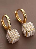 Elegant Faux Pearl Decorated Hoop Earrings, Fashion Jewelry for Party, Daily Clothing Decor, Trendy All-match & Exquisite Jew...
