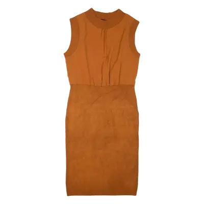 FRENCH CONNECTION Womens Bodycon Dress Brown Sleeveless Knee Length S