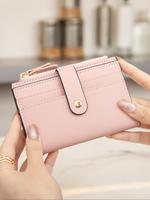 Simple Plain Color Zipper Coin Purses for Women, Casual Versatile Small Pu Card Holder,  Cute Purses for School, Simple All-m...
