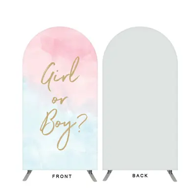Aperturee Light Blue Pink Baby Shower Double Sided Arch Backdrops