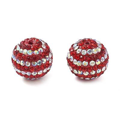 Stripe Pattern Polymer Clay Rhinestone Beads