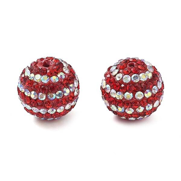 Stripe Pattern Polymer Clay Rhinestone Beads