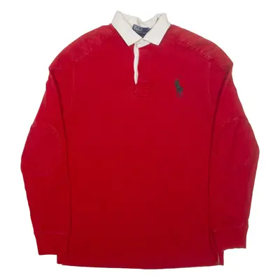 POLO RALPH LAUREN Custom Fit Mens Polo Shirt Red Long Sleeve M