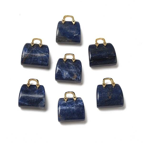Natural Sodalite Brass Pendants