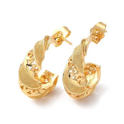 Rack Plating Brass Hollow Croissant Stud Earrings