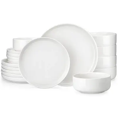MALACASA Gourmet Porcelain Dinnerware Sets,Dish Set for 6,Premium Serving Plates and Bowls Sets for Dessert, Salad,Soup,Pasta...