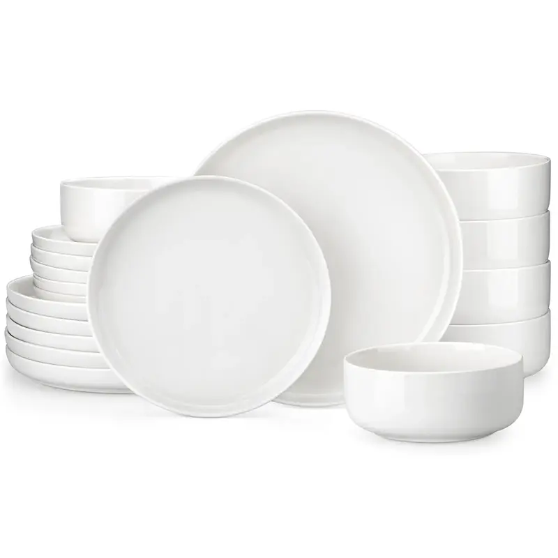 MALACASA Gourmet Porcelain Dinnerware Sets,Dish Set for 6,Premium Serving Plates and Bowls Sets for Dessert, Salad,Soup,Pasta...