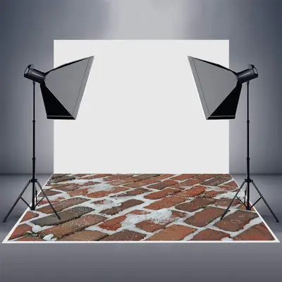 Melted Snow Street Red Brick Winter Rubber Floor Mat - Aperturee