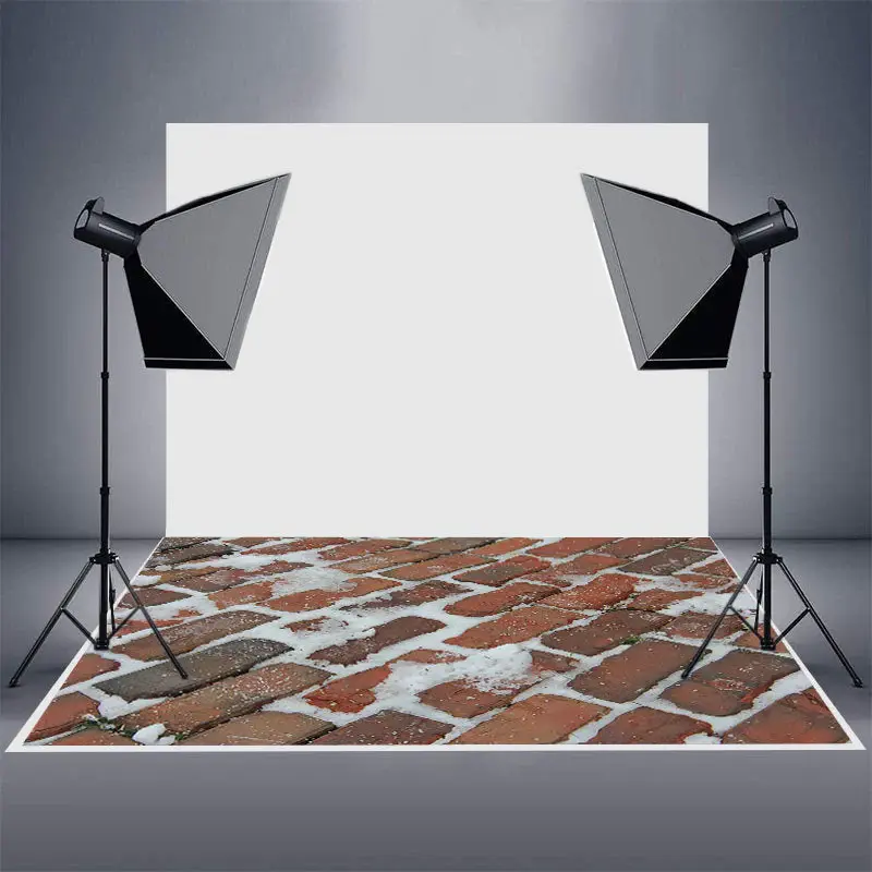 Melted Snow Street Red Brick Winter Rubber Floor Mat - Aperturee