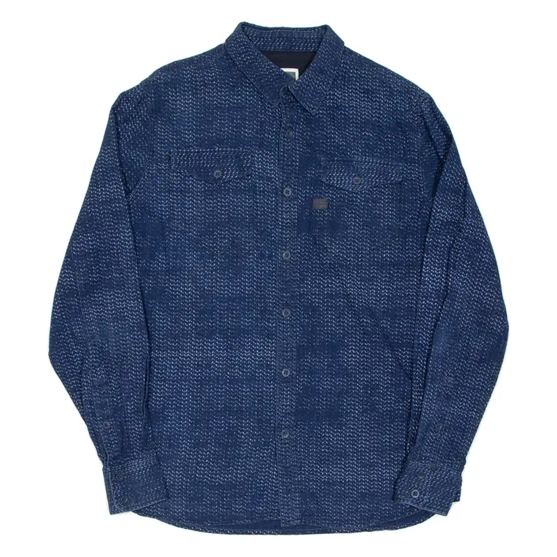 G-STAR RAW Mens Plain Shirt Blue Long Sleeve M