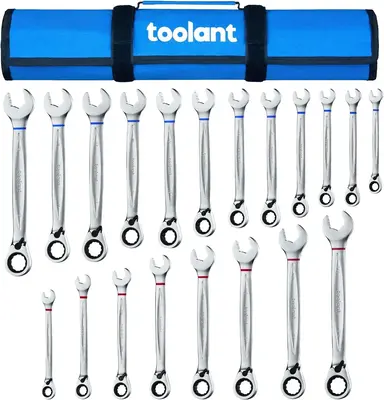 toolant 20pcs Metric & SAE Ratcheting Wrench Set, High-Torque Performance and Durable Construction for Versatile Tasks automo...