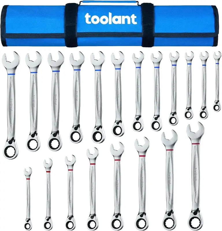 toolant 20pcs Metric & SAE Ratcheting Wrench Set, High-Torque Performance and Durable Construction for Versatile Tasks automo...