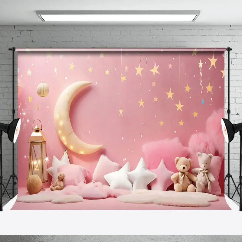 Aperturee Pink Girl Bithday Cake Smash Photography Backdrop