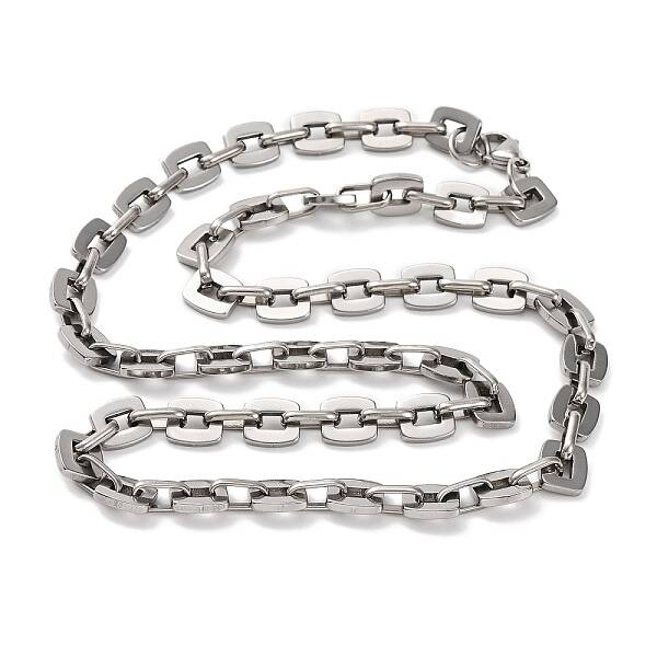 201 Stainless Steel Rectangle Link Chain Necklace