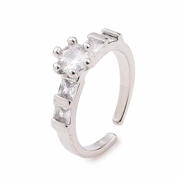 Clear Cubic Zirconia Diamond Open Cuff Ring