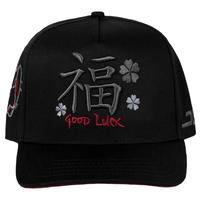 Jc Hats Good Luck Gray Trebol SnapBack Black Cap with \