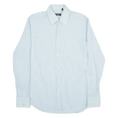 BOSS Mens Shirt Blue Check Long Sleeve M