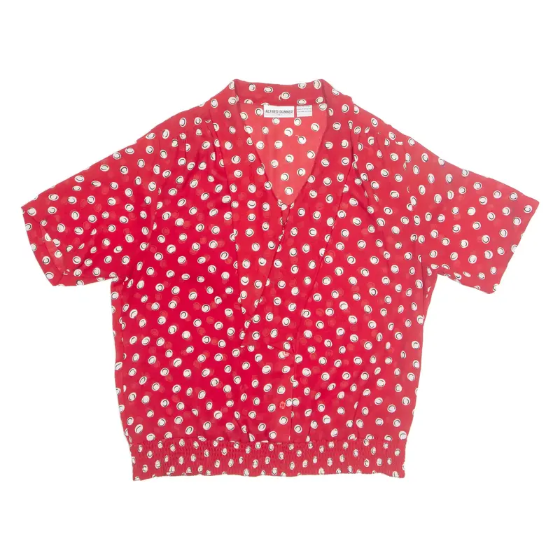ALFRED DUNNER Elasticated Hem Womens Printed Blouse Red Spotted M