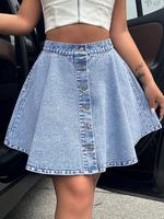 Women’s Vintage Denim Mini Skirt, Back-to-School Outfit, Breezy Summer Look, Everyday Casual Outfit, Women’s Wear for Goi...