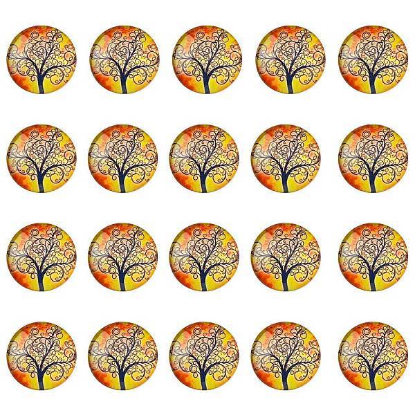 Half Round/Dome Tree Pattern Glass Flatback Cabochons for DIY Projects