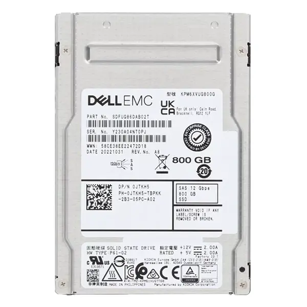 JTKH5 Dell 800GB 2.5-inch 12GB/s SAS Triple-Level Cell Mixed-Use (512e) Hot-Pluggable Solid State Drive for PowerEdge G14 - G...