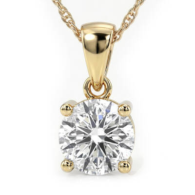 Lab Grown Four Prong GH SI DIamond Solitaire Necklace | 10K Yellow Gold 2 ct. tw.