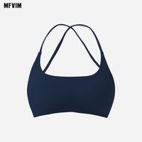 Women's Spaghetti Strap Sports Bra Square Neck Non-Ring Padded Workout Yoga Neckless Top