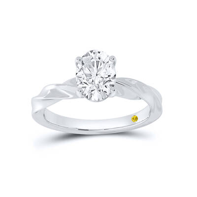 Ripple Oval Lab Created Solitaire Diamond Ring | 18K White Gold 3 1/2 CT. TW.