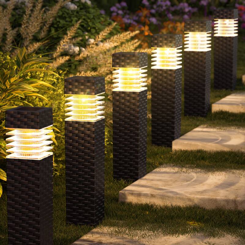 FLACCHI Solar Landscape Lights Outdoor 6 Pack Weather Resistant ABS Material IPX5 Waterproof Pathway Lights for Lawn Yar