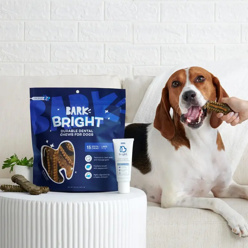 BARK Bright Durable Dental Kit with Toothpaste- Fresh breath and clean teeth in 1 month (15 count)