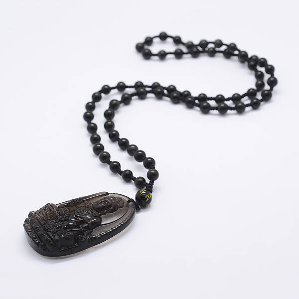 Natural Golden Sheen Obsidian Beaded Pendant Necklaces