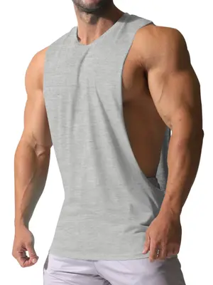 Men's Solid Round Neck Sleeveless T-shirt, Casual Comfy Breathable Crew Neck Tank Top for Daily Wear, Menswear for All Seaso...