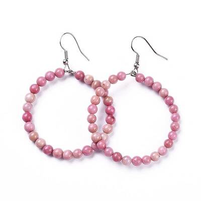Natural Rhodochrosite Dangle Earrings