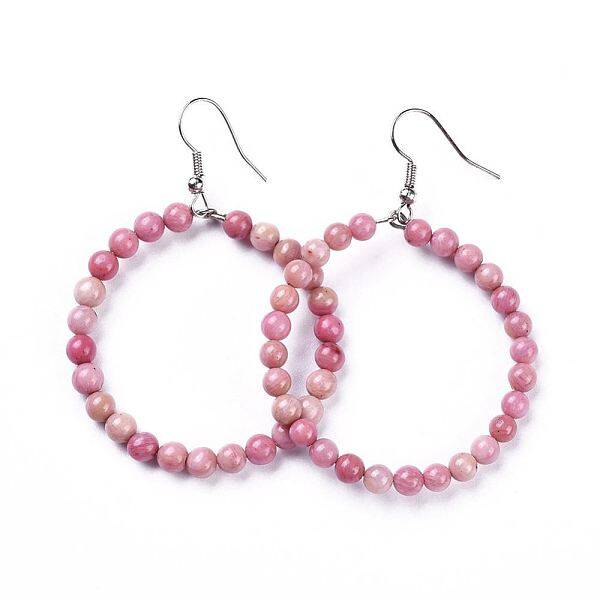 Natural Rhodochrosite Dangle Earrings