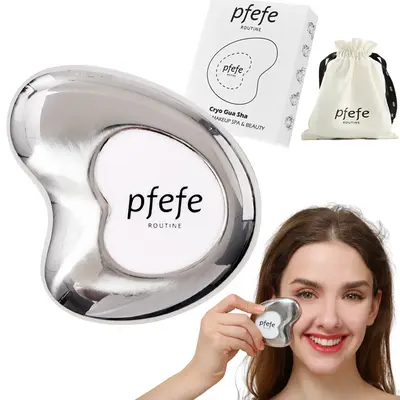 PFEFE Cryo Gua Sha Frozen Facial Uplift Tools Cooling Ice Cold Face Puffiness V line Jawline Sculpting Double Chin Lifting Sk...