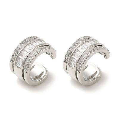Rack Plating Brass Pave Clear Cubic Zirconia Ring Cuff Earrings for Women