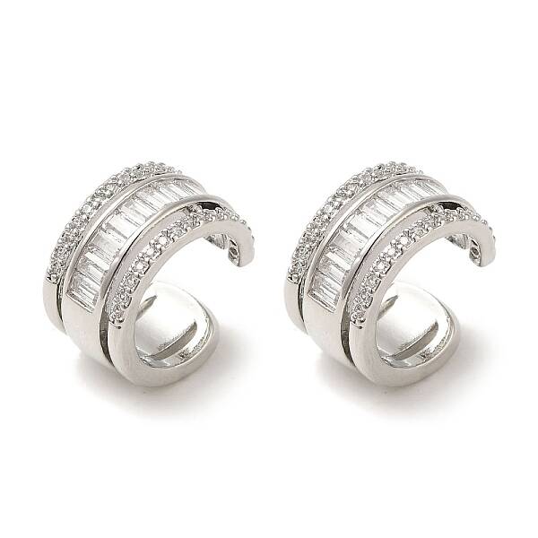 Rack Plating Brass Pave Clear Cubic Zirconia Ring Cuff Earrings for Women
