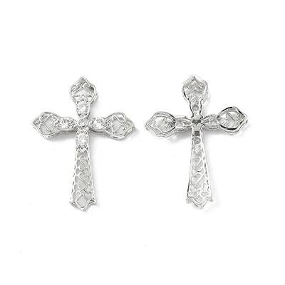 Brass Micro Pave Clear Cubic Zirconia Pendants
