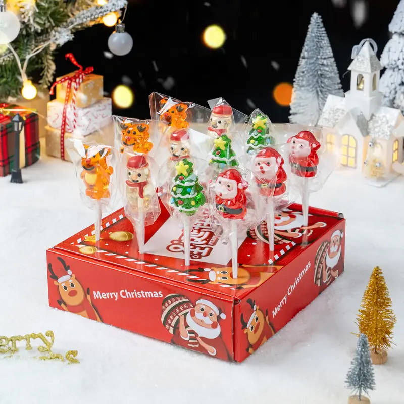 3D Cartoon Lollipops, 12 pcs/box,(10.58oz). There are Four Styles and Four Flavors. They are Hard Candies and Individually Wr...