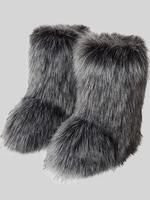 1 Pair Random Sole Color Women's Street Fashion Fluffy Fur Boots, Women Shoes, Simple Soft and Warm Mid-calf Boots for Autumn...