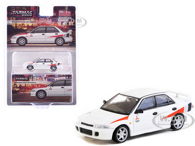 Mitsubishi Lancer RS Evolution RHD (Right Hand Drive) White with Red Accents Global64 Series 1/64 Diecast Model by Tarmac Wor...