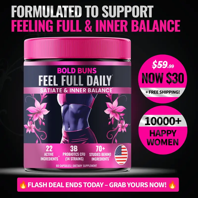 Bold Buns Feel Full Daily - Satiety & Wellness Support - 22 Active Ingredients & 14 Strain Probiotic Blend (3B CFU) - with Su...
