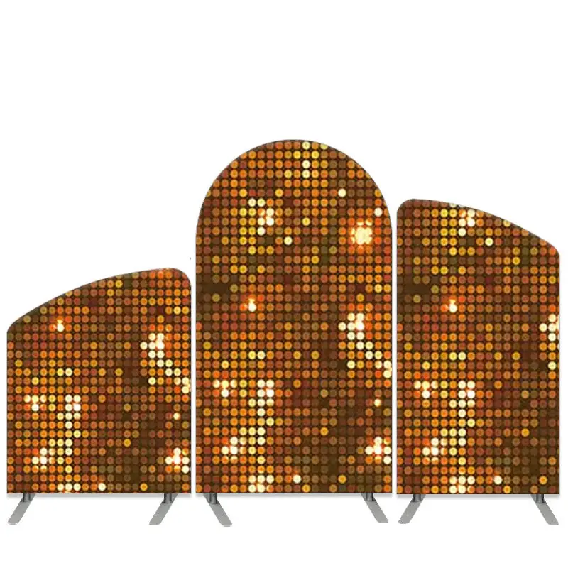 Aperturee Dark Brown Bokeh Gold Theme Birthday Arch Backdrop Kit | Custom Arched Wall Covers | Diy Arch Backdrop Cover | Chia...